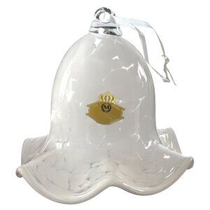 Handcut Lead Crystal Bell Ornament White Marble Pattern Kaolin Germany